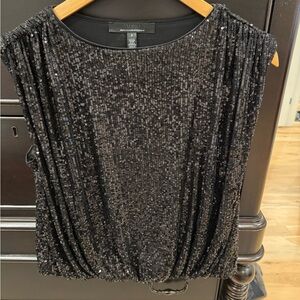 White House Black Market Sequin Black Top